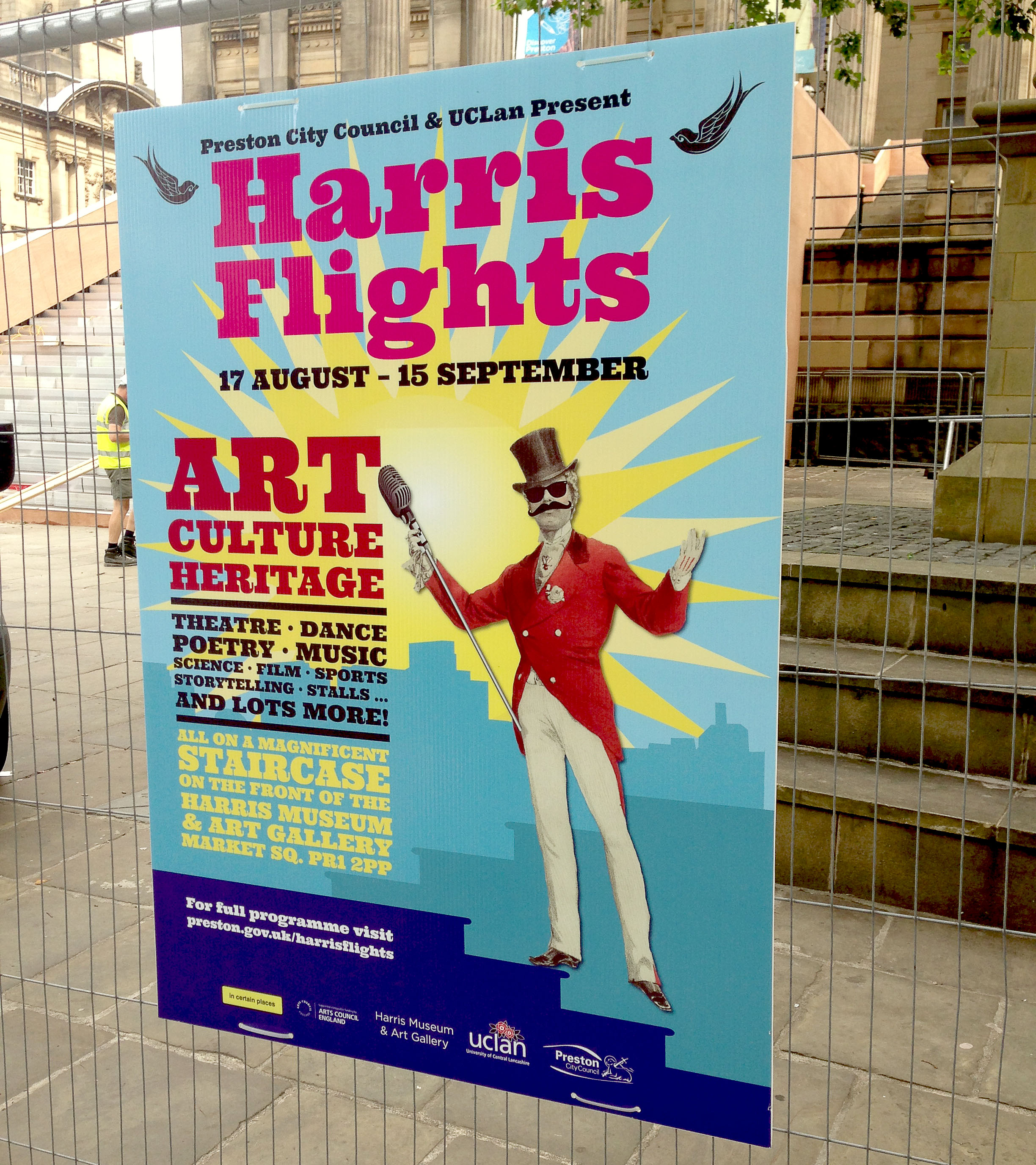 The official Harris Flights poster Preston Lancashire bwd