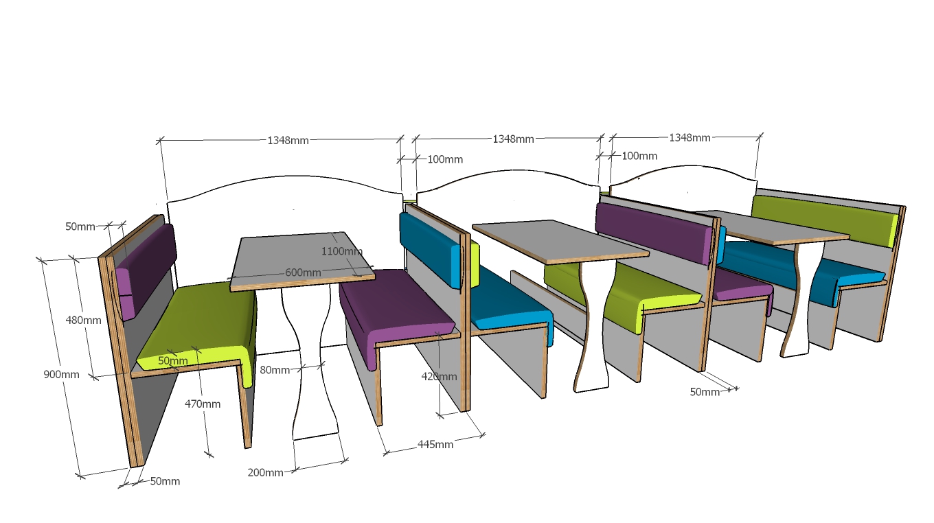 banquette seating specification for indulgence bar